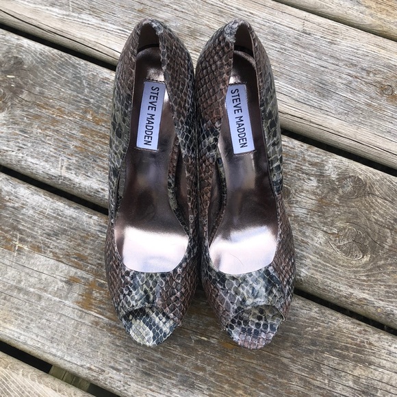 NWOT Steve Madden P-Alice Faux Snakeskin open Toe - Picture 4 of 8
